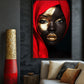 Black Woman In Red Scarf Modern Art Framed Canvas
