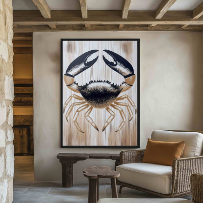 Crab Coastal Art Framed Canvas - PaintFu