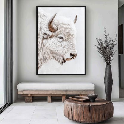 White Bison Art Framed Canvas - PaintFu