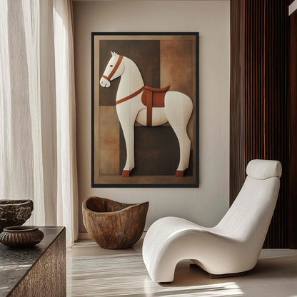 Horse Geometric Equestrian Art Framed Canvas - PaintFu