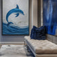 Blue Dolphin Nautical Art Framed Canvas - PaintFu