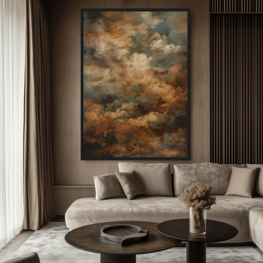 Clouds Earth Tone Wall Art Framed Canvas
