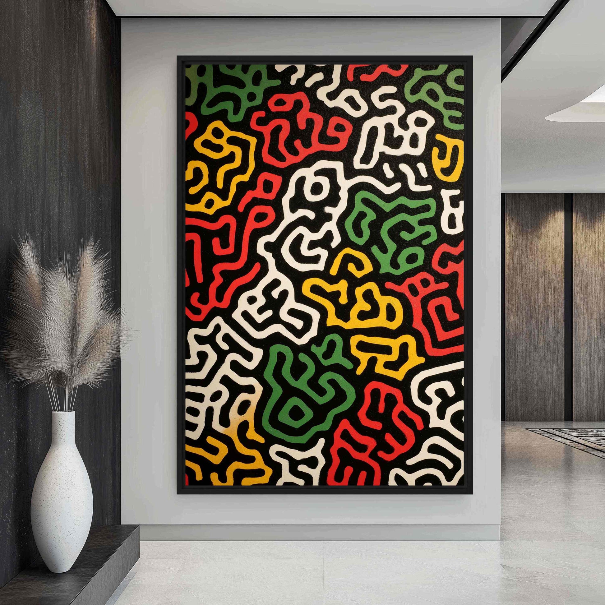 Colorful Line Art Framed canvas - PaintFu