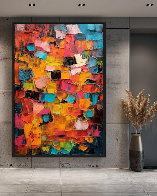 Colorful Impasto Art Framed Canvas