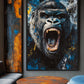 Roaring Gorilla Modern Art Framed Canvas