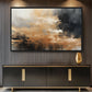 Gold Black Grey Modern Art Framed Canvas