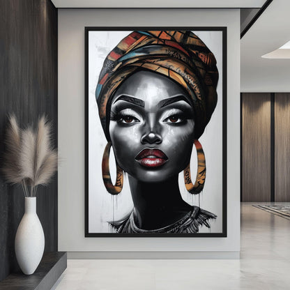 Black Woman Portrait Framed Canvas - PaintFu