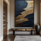 Dark Navy Gold Circles Impasto Art Digital Print