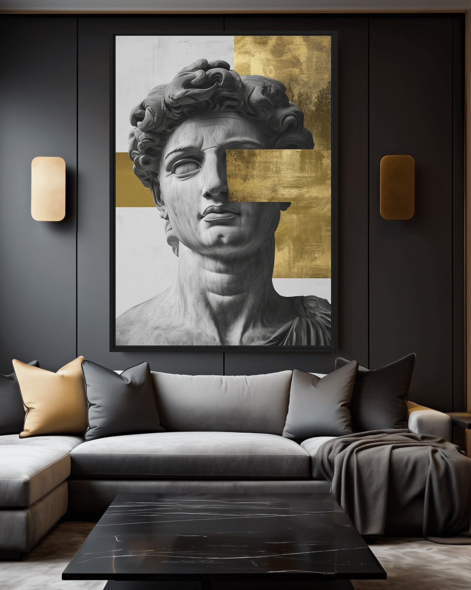 David Sculpture Greek Mythology Art Framed Canvas