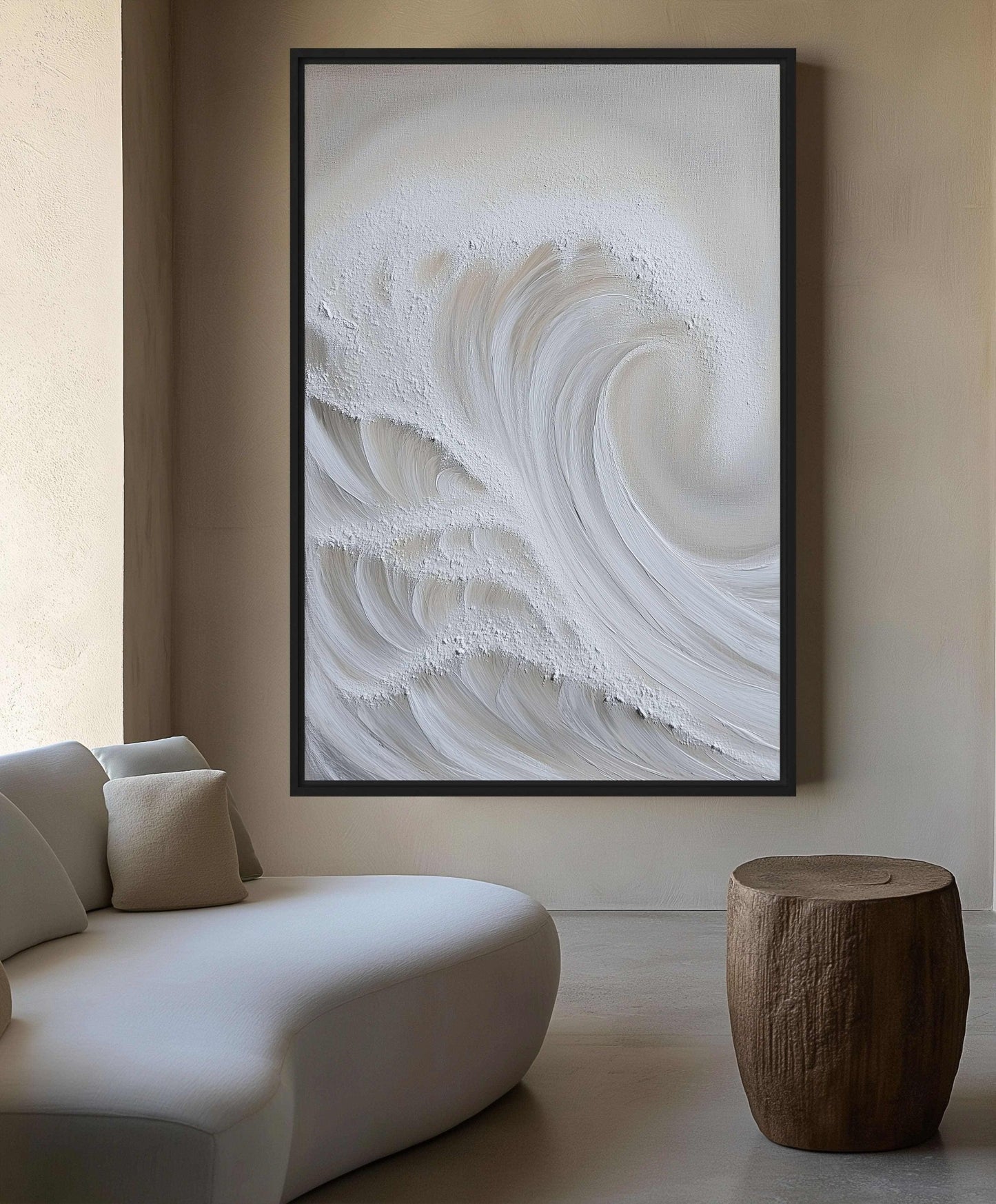 Waves Boho Style Art Framed Canvas