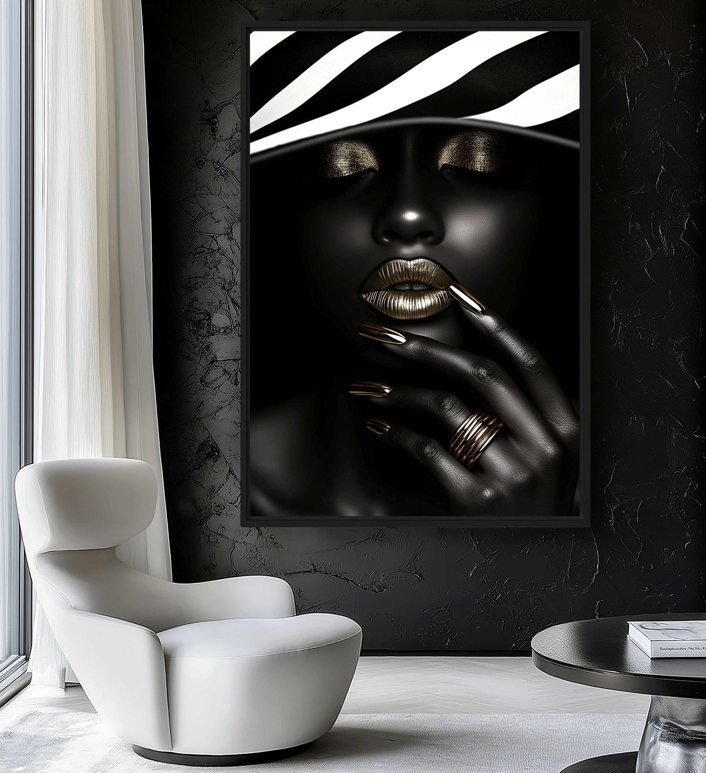 African Woman Fashion Art Framed Canvas