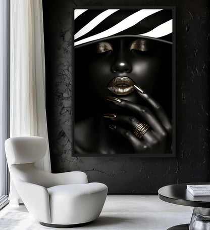 African Woman Fashion Art Framed Canvas - PaintFu
