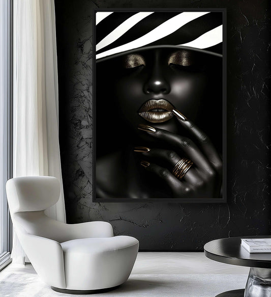 African Woman Fashion Art Framed Canvas