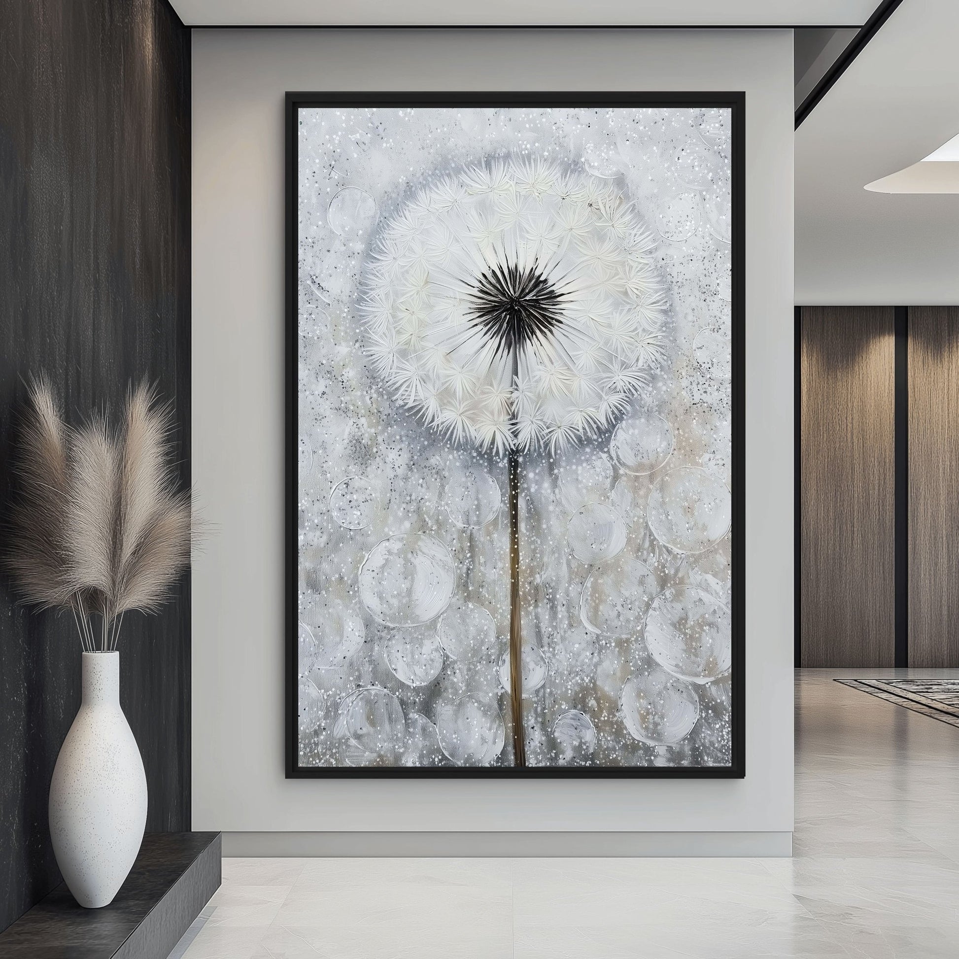 Dandelion Floral Art Framed Canvas