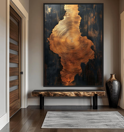 Golden Spiral Wood Art Framed Canvas