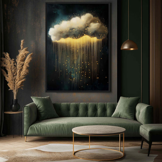 Rainy Cloud Minimalist Art Framed Canvas