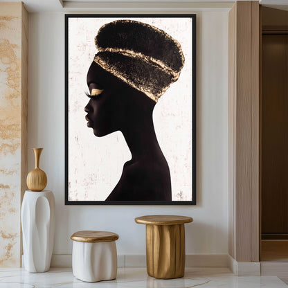 Black Woman African Art Canvas Print Detail | PaintFu