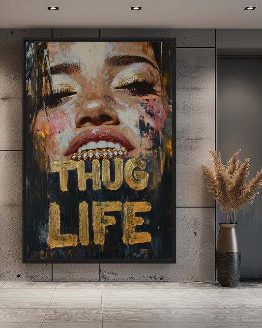 Thug Life Street Art Framed Canvas - PaintFu