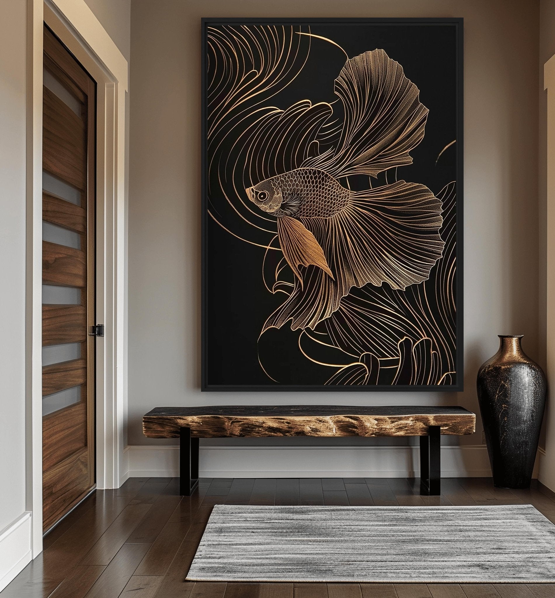 Gold Fish Line Art Digital Print