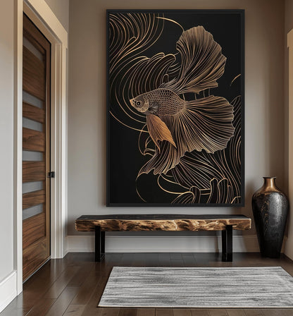 Gold Fish Line Art Digital Print