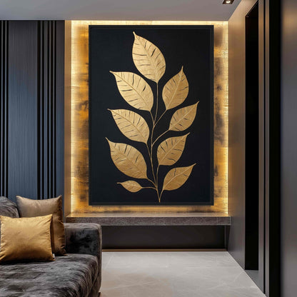 Gold Leaf Luxury Art Framed Canvas - PaintFu