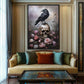 Raven & Skull Gothic Art Framed Canvas
