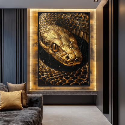 Golden Snake Luxury Art Framed Canvas