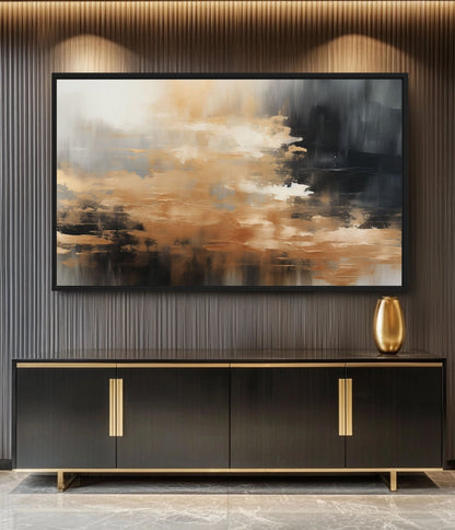 Gold Black Grey Modern Art Digital Print