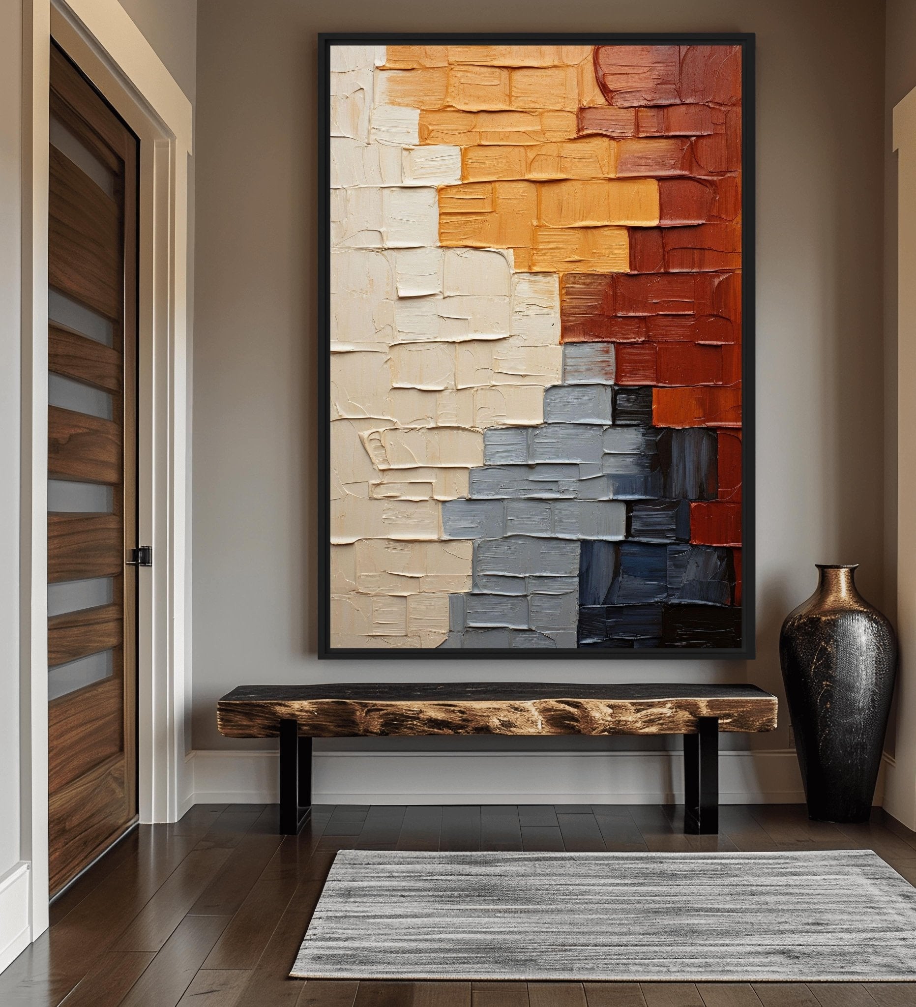 Earth Tone Modern Art Framed Canvas
