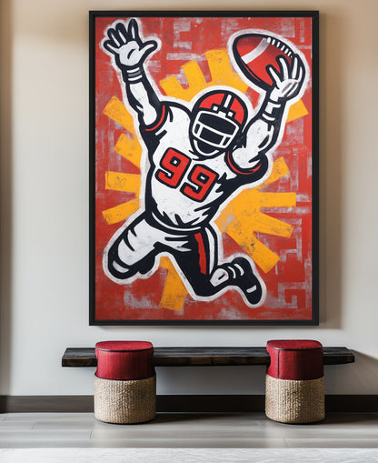 American Football Modern Art Framed Canvas - PaintFu