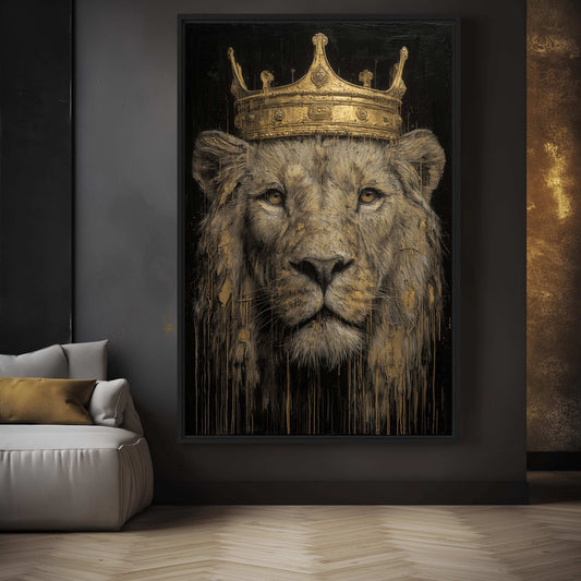 Crowned Lion Trendy Art Framed Canvas
