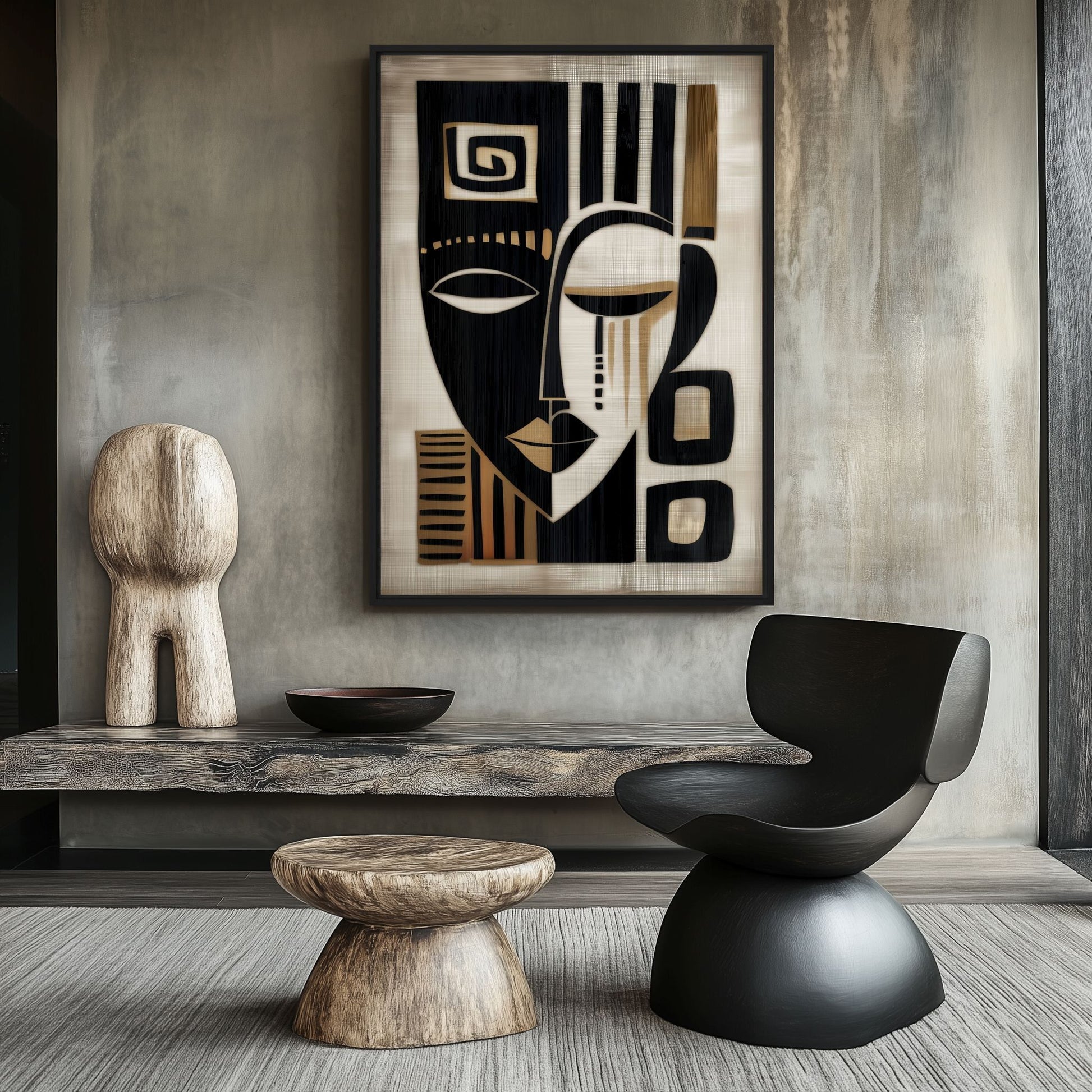 African Mask Modern Art Framed Canvas - PaintFu