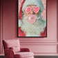 Santa Blowing Bubble Gum Framed Canvas