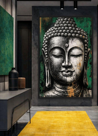 Buddha Portrait Zen Art Framed Canvas - PaintFu