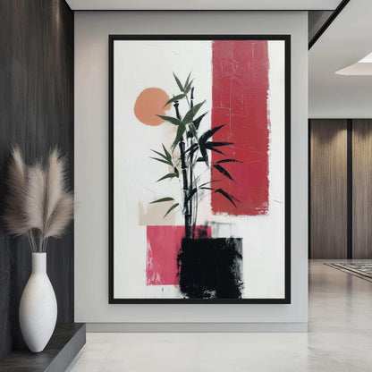 Bamboo Abstract Art Framed Canvas - PaintFu
