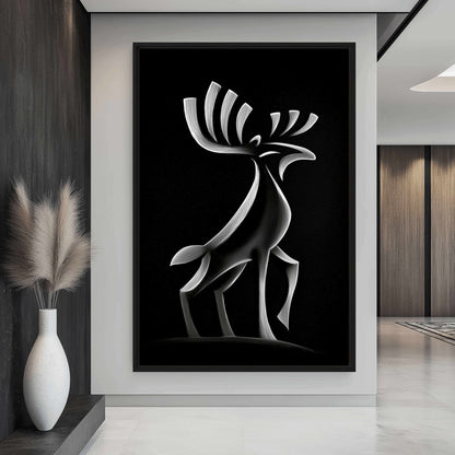 Moose Abstract Art Framed Canvas - PaintFu
