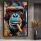 Monkey With Cigar Graffiti Art Framed Canvas