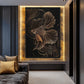 Gold Fish Line Art Framed Canvas
