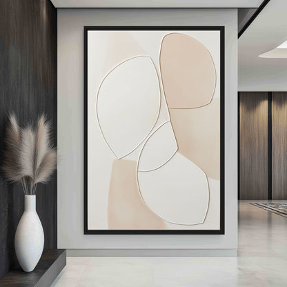 Minimalist Beige Abstract Art Framed Canvas - PaintFu