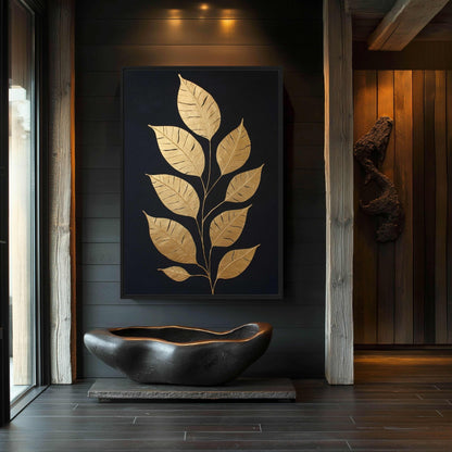 Gold Leaf Luxury Art Framed Canvas - PaintFu