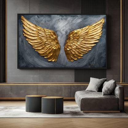 Golden Wings Modern Art Digital Print