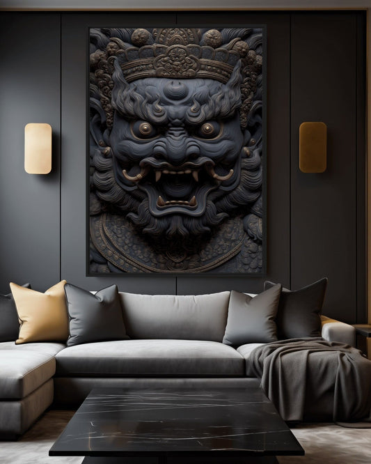 Black Jambhala Buddhist Art Framed Canvas