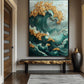 Teal Gold Majestic Wave Art Digital Print