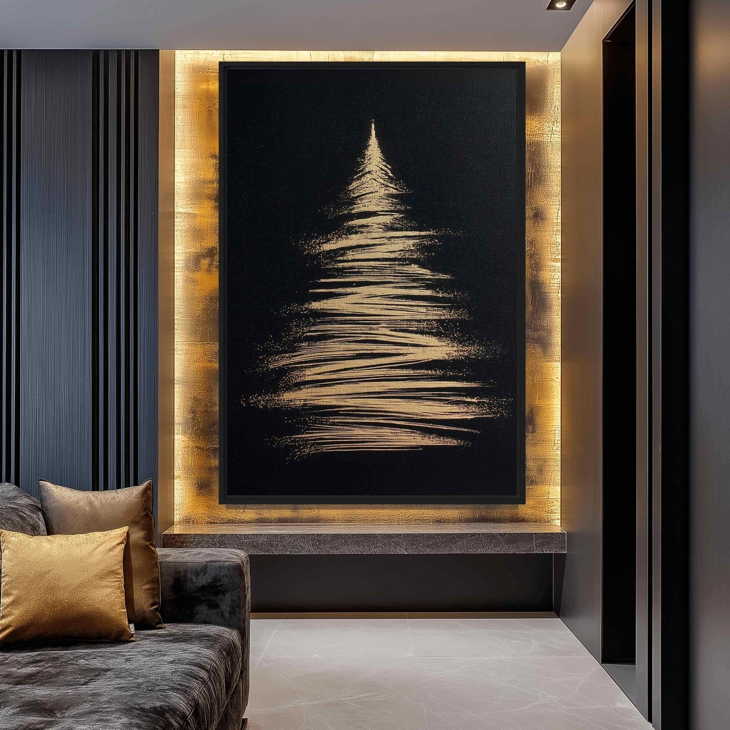 Christmas Tree Luxury Art Framed Canvas