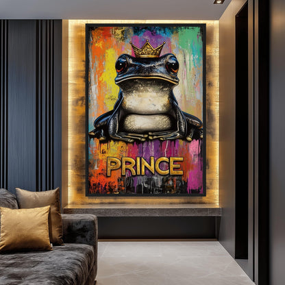 Frog Prince Graffiti Art Framed Canvas