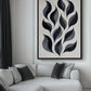 Monochrome Leaves Abstract Art Framed canvas - PaintFu