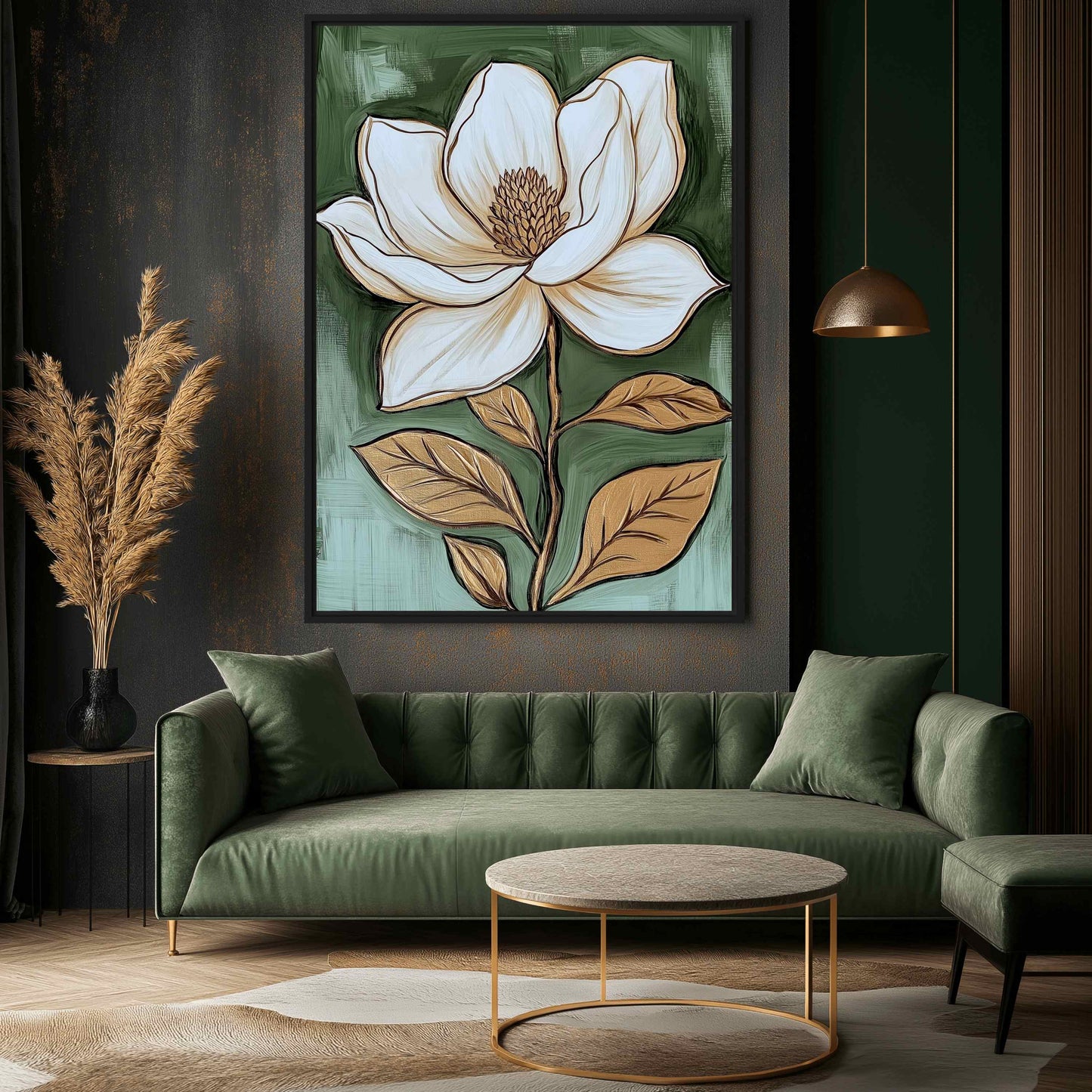 White Magnolia Flower Modern Art Framed canvas - PaintFu