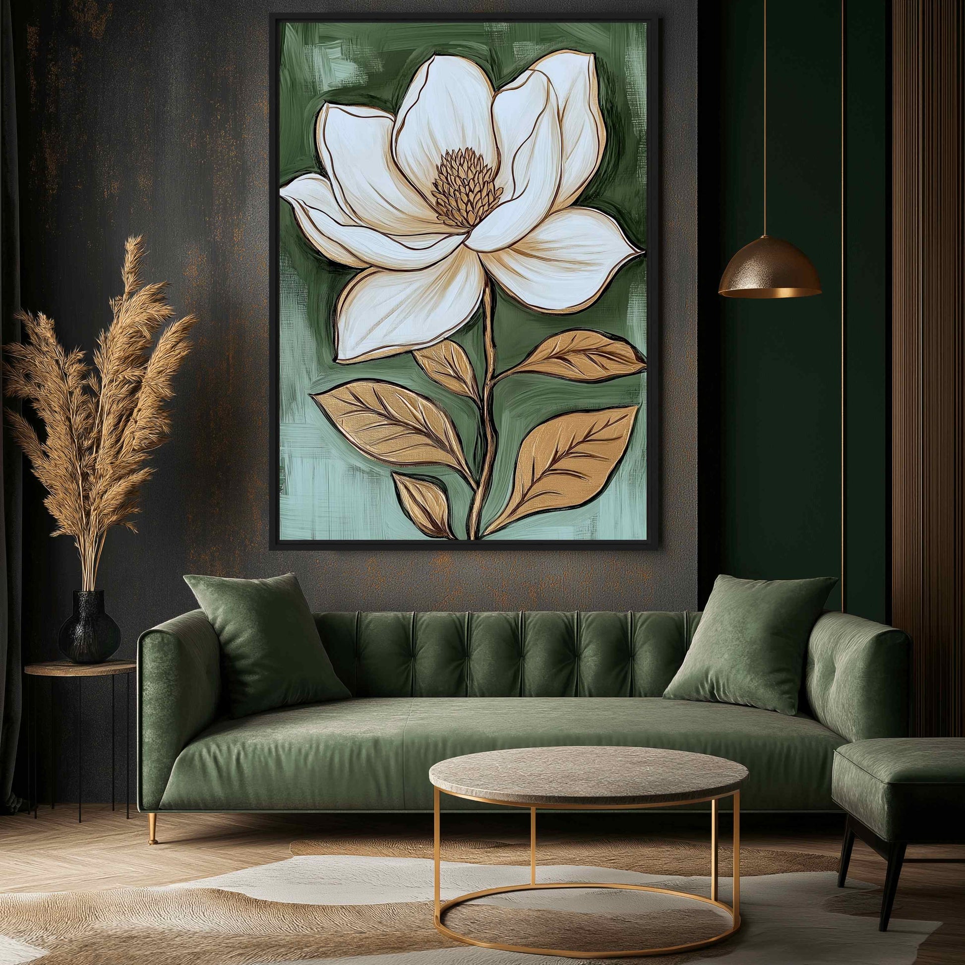 White Magnolia Flower Modern Art Framed canvas - PaintFu