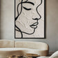 Abstract Female Face Line Art Framed canvas - PaintFu