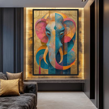 Hindu God Ganesh Abstract Art Canvas Print Detail | PaintFu